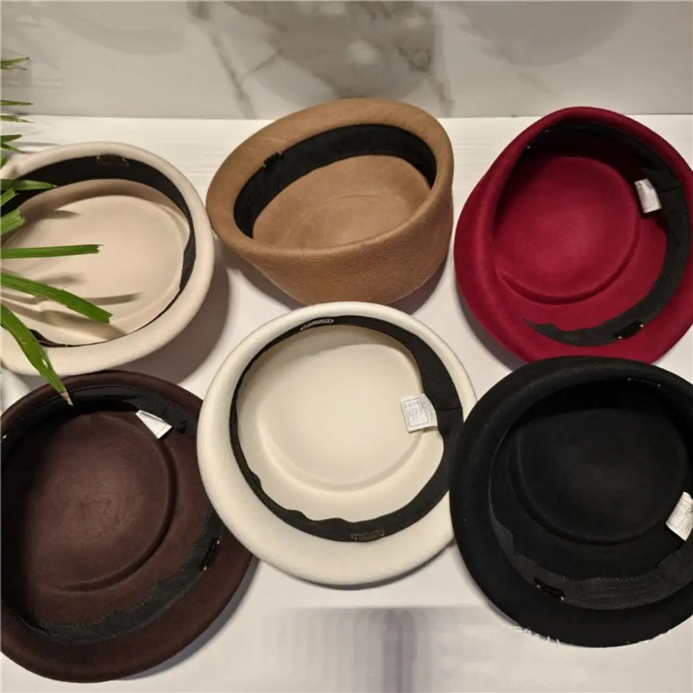 Vintage Hepburn Pillbox Fedora Hat – Elegant Women's Wool Felt Pillbox Fedora Hat PLUSH