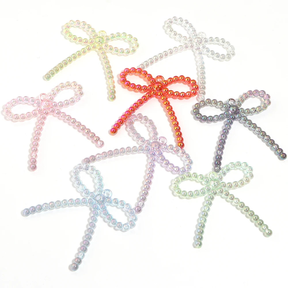 5pcs Bowknot Acrylic Charms – Color Plating DIY Jewelry Making Jewelry Charms PLUSH