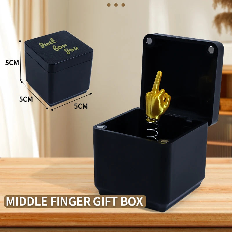 Middle Finger in a Box – Funny Prank Gag Gift & Desk Decor Novelty Gag Gift PLUSH Black 1Pcs