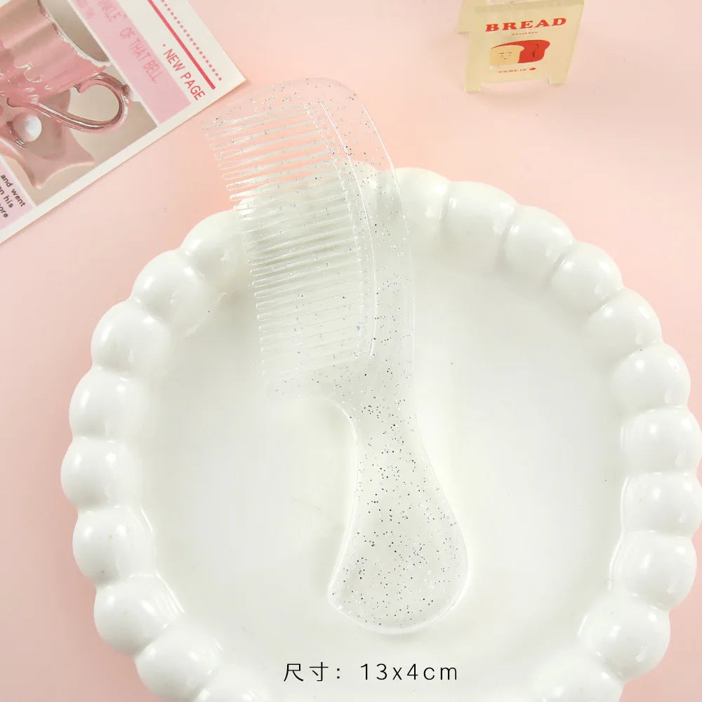 Mini Macaron Cute Pocket Hair Comb – Portable Plastic Comb Pocket Hair Comb PLUSH glitter