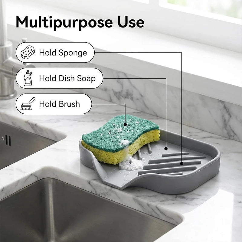 TPR Self-Draining Soap Dish & Sponge Tray – 1 or 2 Pack Soap Dish Tray PLUSH