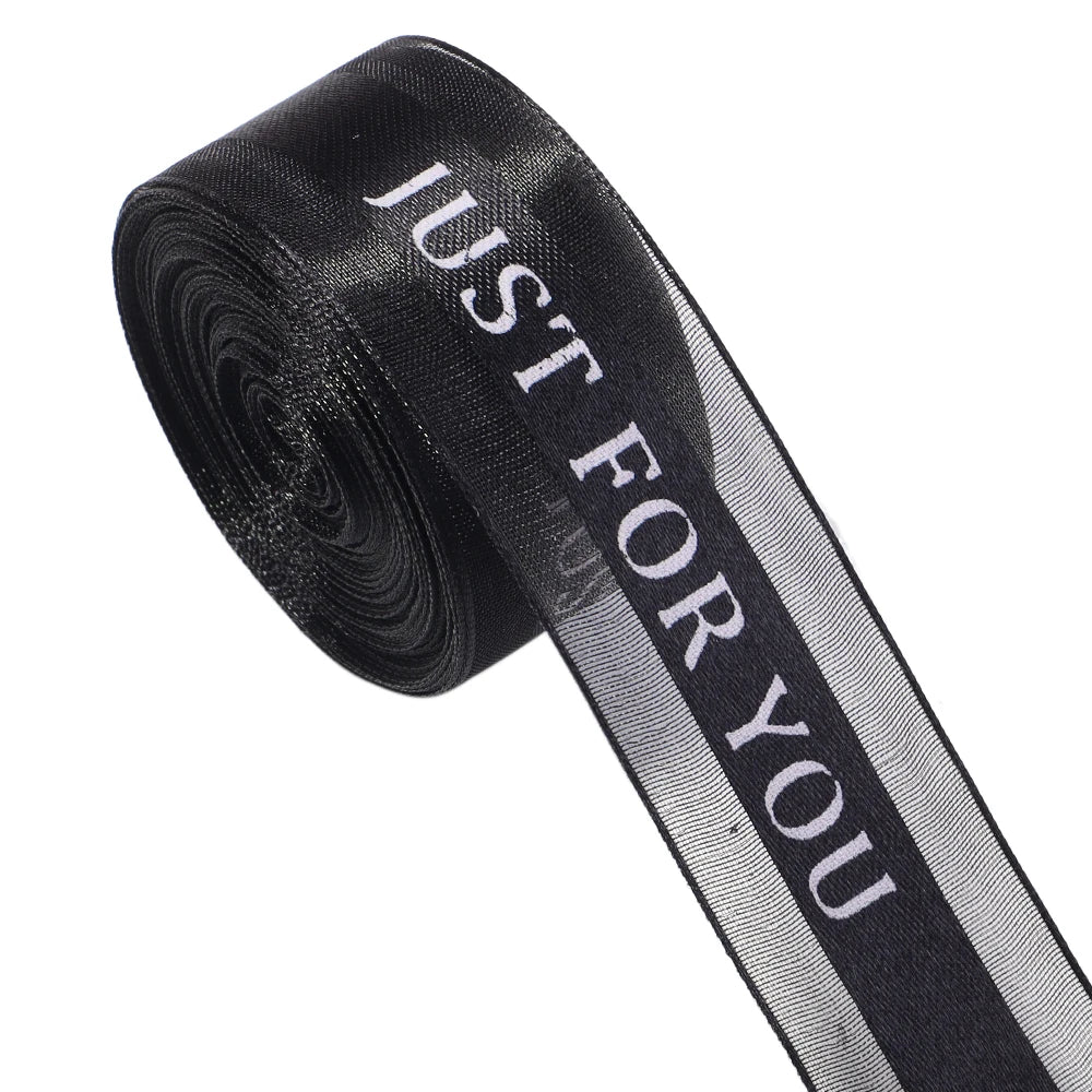 "Just For You" Organza Ribbon 10 Yards – Gift & Wedding Décor Decorative Organza Ribbon PLUSH Black 2.5cm 10yards