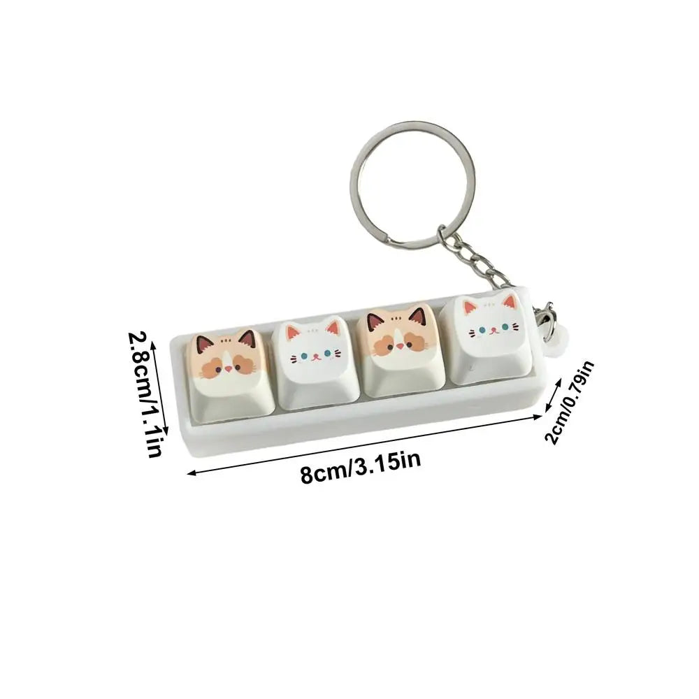Cute Cat Keycap Fidget Keychain | Clicky Keyboard Toy Fidget Keychain Toy PLUSH White