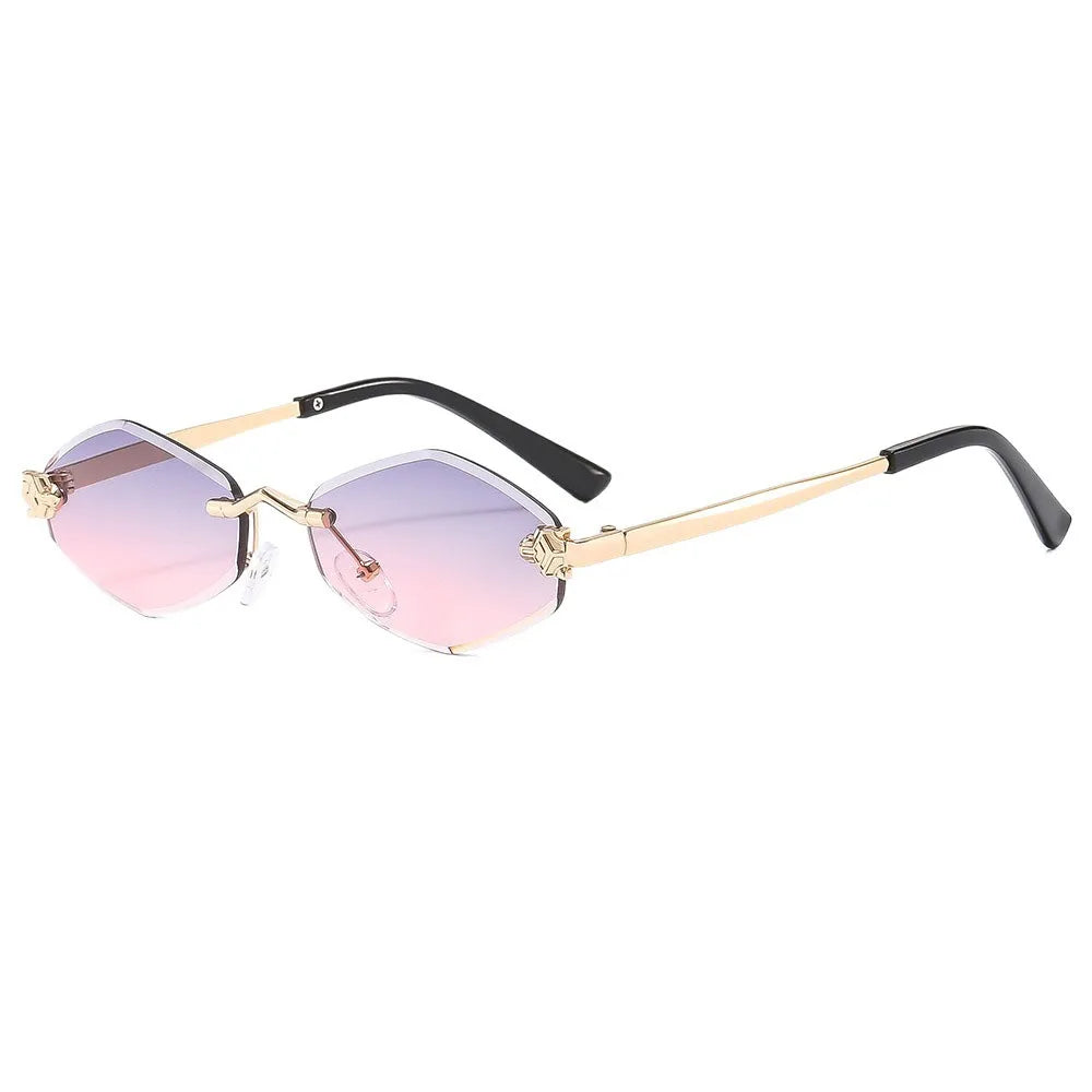 UV400 Frameless Rhombus Sunglasses – Women's Gradient Sport Sport Sunglasses PLUSH Grey Pink
