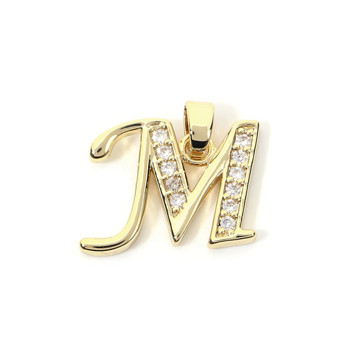 Metal A-Z Zircon Initial Letter Charm Pendant – DIY Jewelry Initial Letter Charm PLUSH M 17X13mm