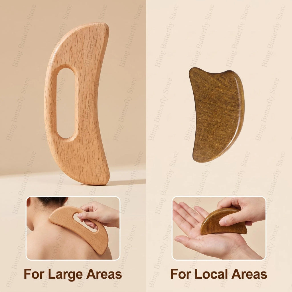 Wooden Gua Sha Body Massage Board Set – 2pcs Scraping Tool Body Massage Board PLUSH