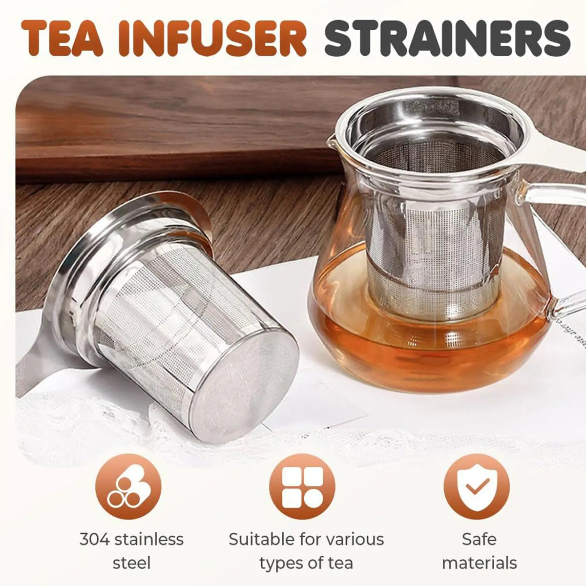 Stainless Steel Tea Strainer Basket – Reusable Mesh Infuser Tea Strainer Infuser PLUSH
