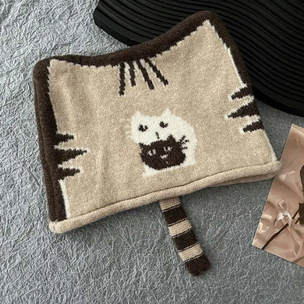 Kawaii Cat Ear Beanie – Cute Knit Winter Cap for Women Knit Beanie Hat PLUSH