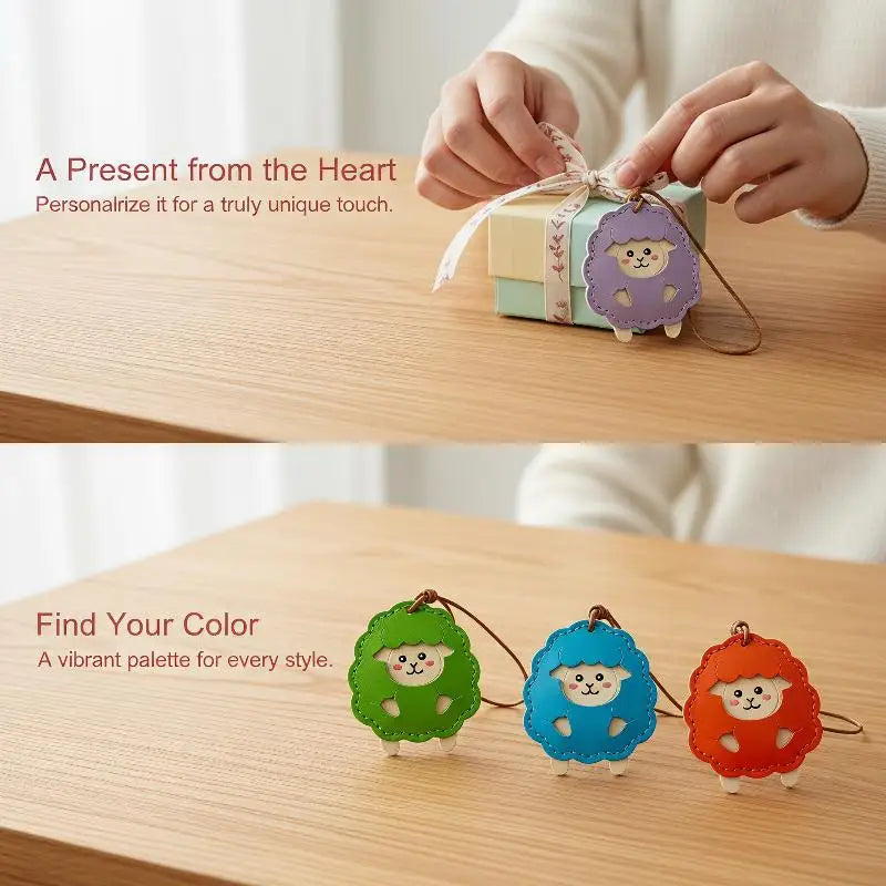 PU Leather Lamb Keychain – Cute Animal Bag Charm & Keyring Novelty Keychain Charm PLUSH