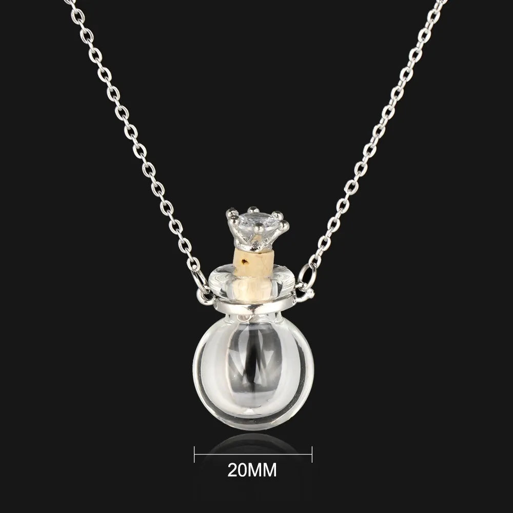 Water Drop Glaze Vial Pendant Necklace | Heart Mini Bottle Pendant Necklace PLUSH ball