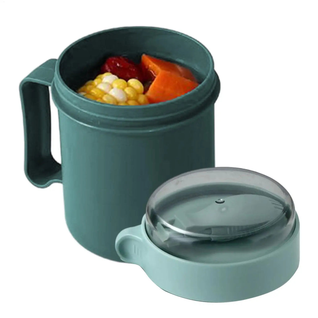 500ml Portable Breakfast Cup with Lid & Foldable Spoon Portable Food Container PLUSH