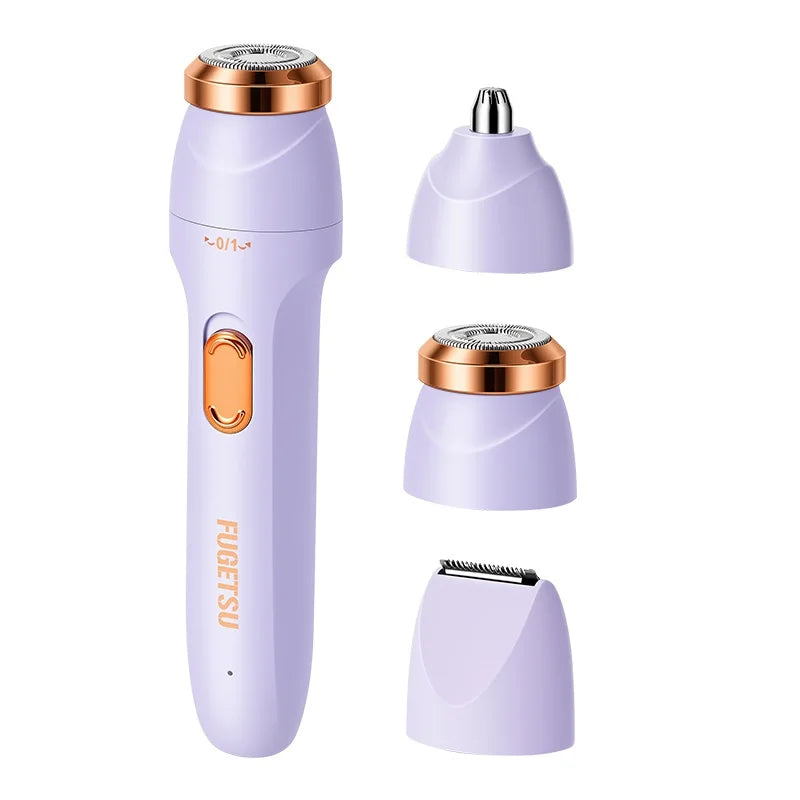 USB Rechargeable Women's Hair Remover – Underarm, Brow & Nose Hair Removal Trimmer PLUSH PURPLE USB Type-C