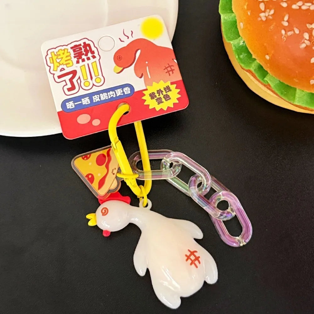 UV Color-Change Duck & Chicken PVC Keychain – Cute Funny Gift Novelty Keychain PLUSH Chicken