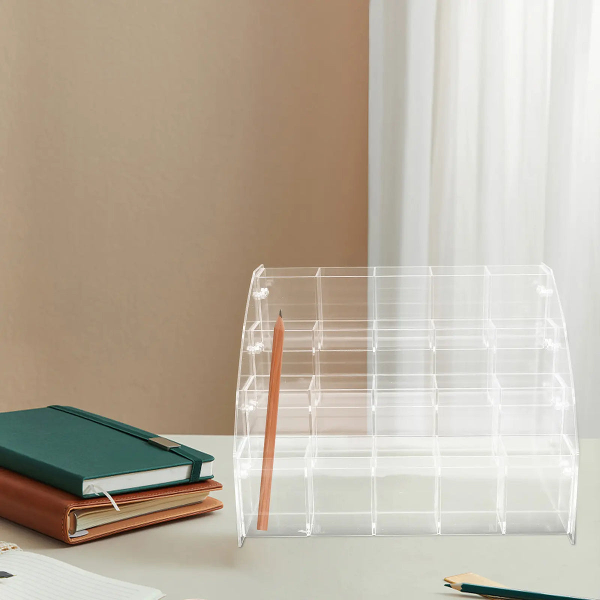 Clear Acrylic Tiered Pen Holder Stand | Desk Organizer Desk Pen Organizer PLUSH
