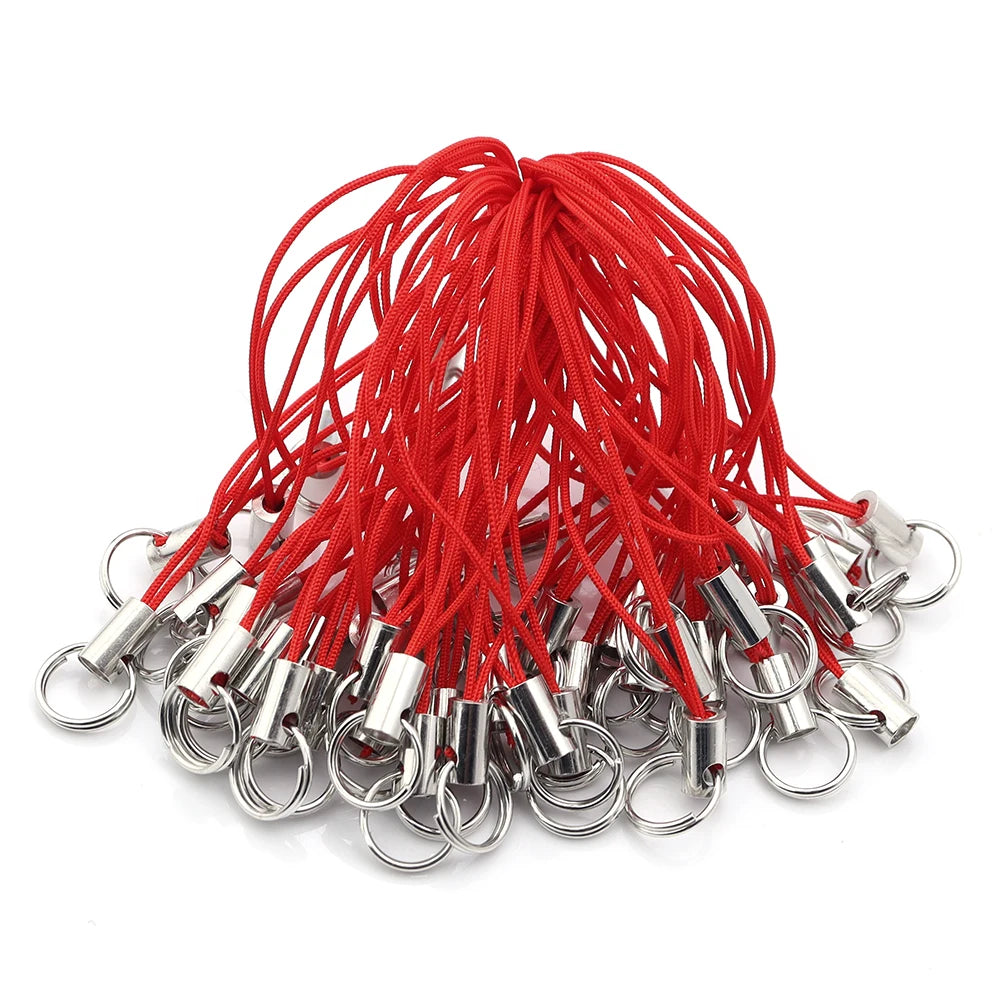 50pcs Phone Lanyard Lariat Strap Cords with Jump Rings DIY Lanyard Strap Cord PLUSH red 01