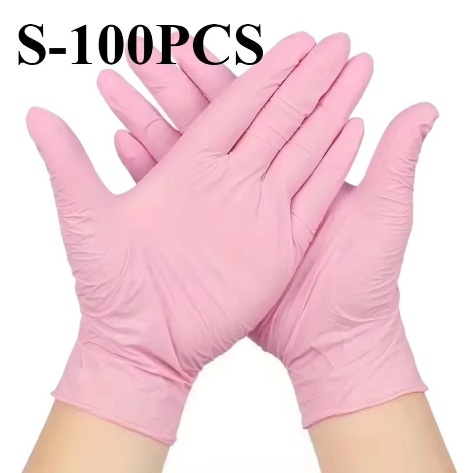 Light Pink Nitrile Gloves 50/100pcs – Powder Free Disposable Disposable Nitrile Gloves PLUSH S-100PCS