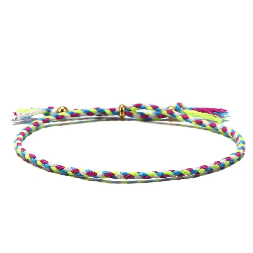 Adjustable Woven Bracelet – Colorful Bohemian Braid Charm Woven Charm Bracelet PLUSH C
