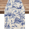 French Country Table Runner – Blue Retro Pastoral Print | 3 Sizes Table Runner PLUSH A 33X275Cm