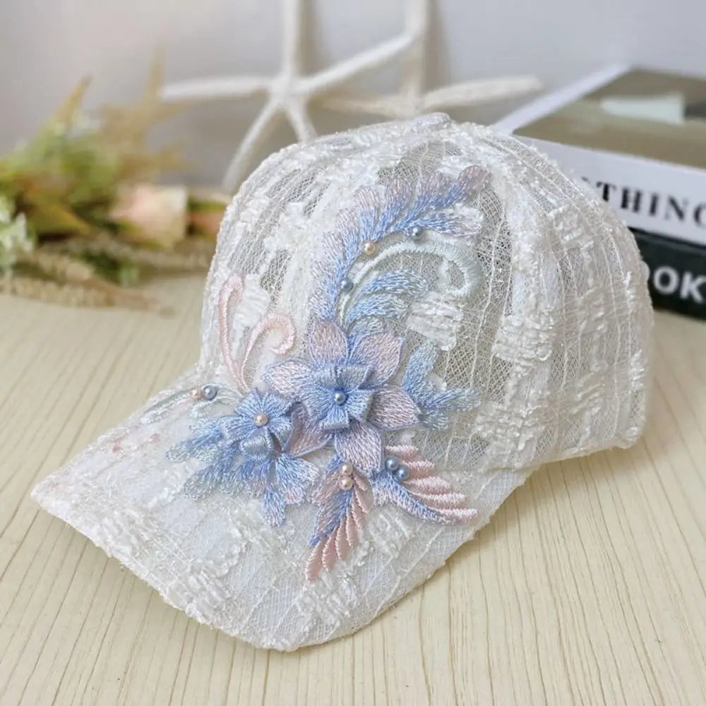 Women's Breathable Floral Lace Baseball Cap – Quick-Dry Hat Women's Baseball Cap PLUSH style B
