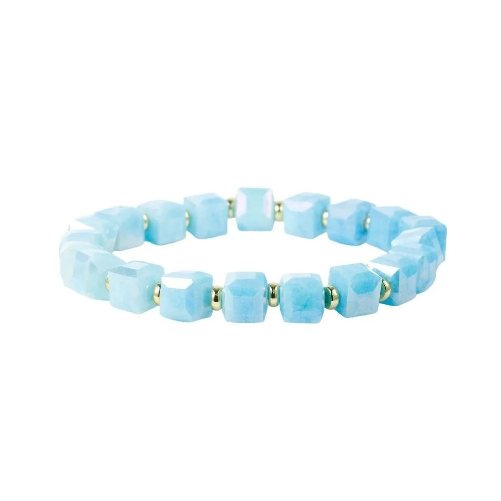 Colorful Crystal Glass Sugar Cube Beaded Bracelet | Unisex Beaded Chain Bracelet PLUSH Style 7