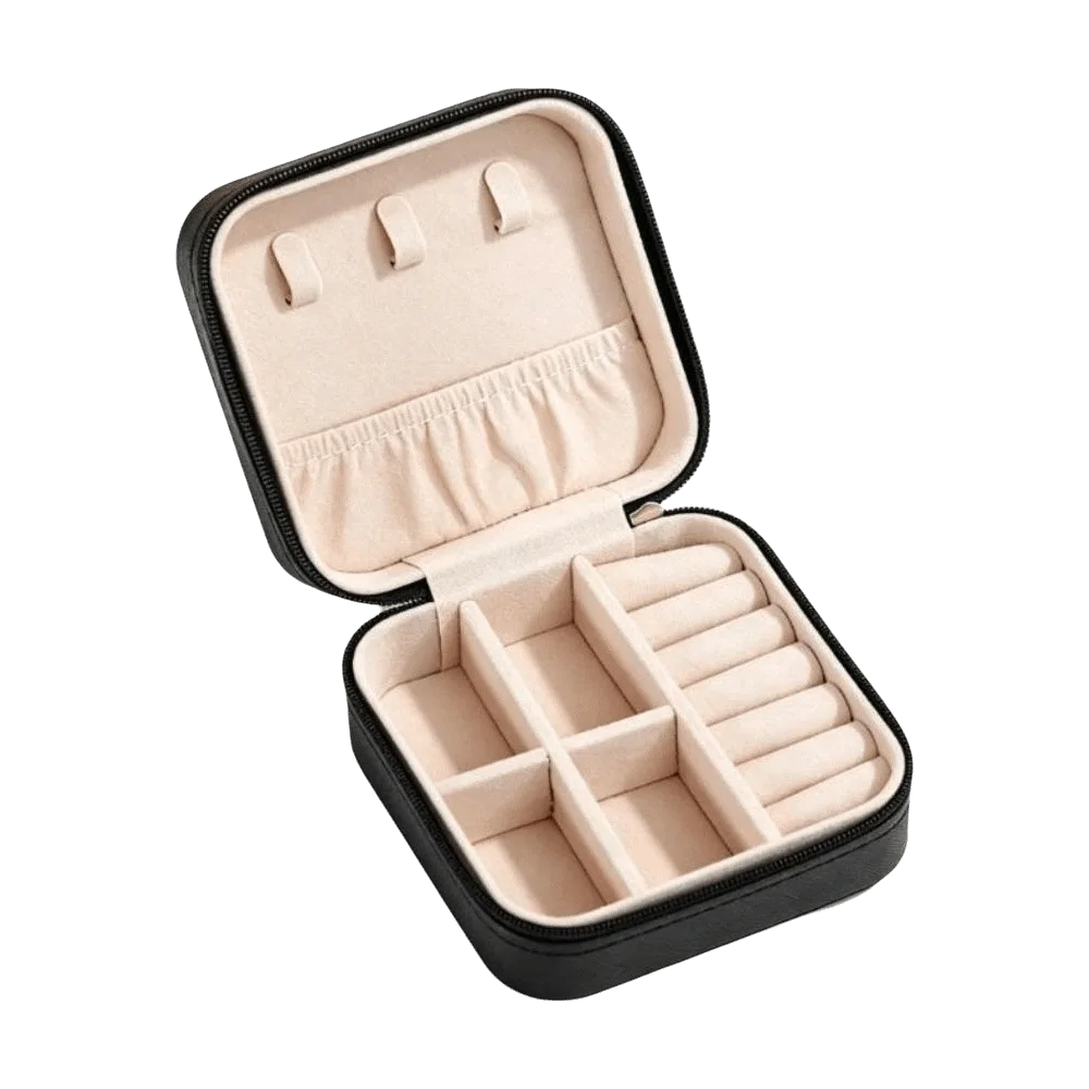 Retro Square PU Leather Jewelry Organizer Box | Stackable Jewelry Organizer Box PLUSH Black