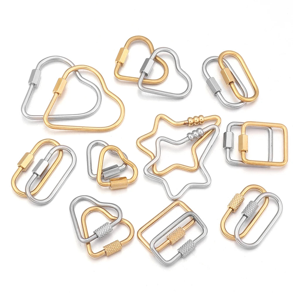 2pcs Stainless Steel Geometric Screw Lock Clasps – DIY Jewelry Jewelry Clasp Connector PLUSH