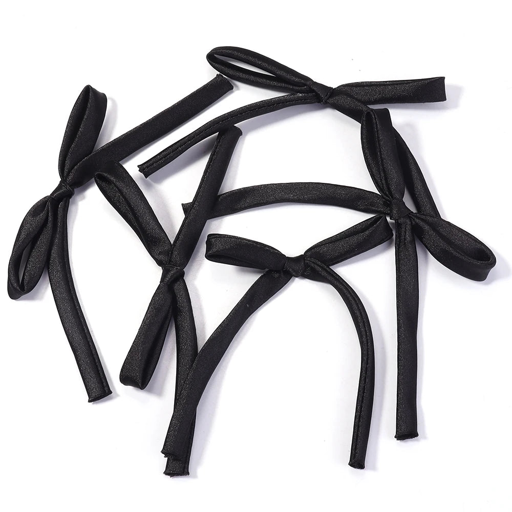 10pcs Satin Ribbon Bows 7x12cm – Colorful Bowknot Ornaments Ribbon Craft Bows PLUSH Black 7X12cm