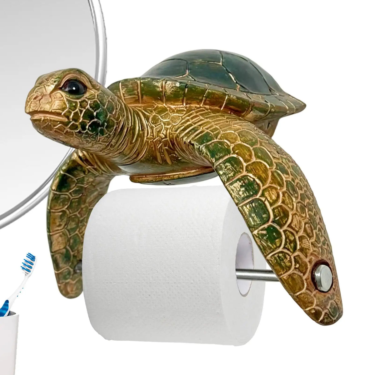 Sea Turtle Wall Mount Toilet Paper Holder – Coastal Bathroom Toilet Paper Holder PLUSH