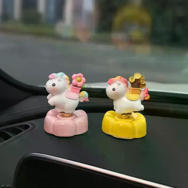 Lucky Rocking Pony Car Dashboard Ornament | Cute Horse Figurine Dashboard Figurine PLUSH