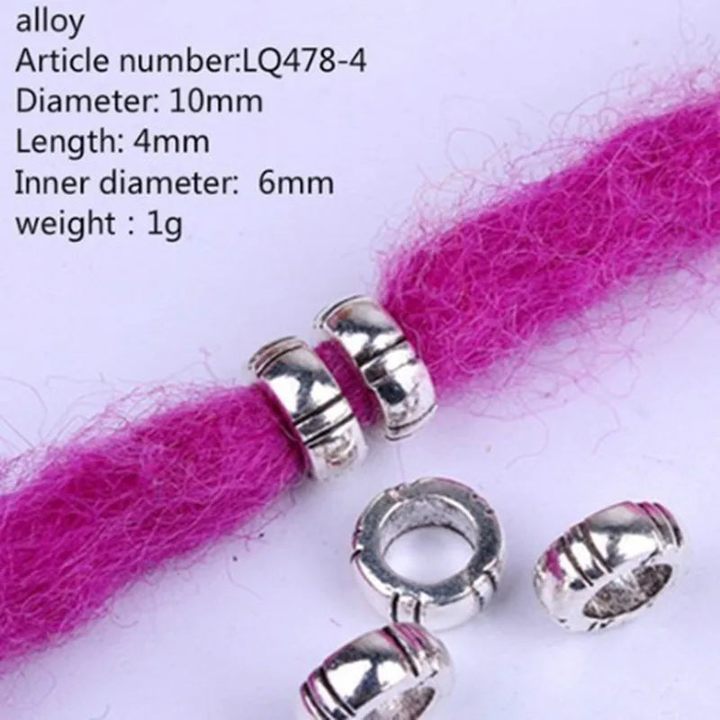 5pcs Silver Viking Dreadlock Hair Beads – Braid Cuffs & Clips