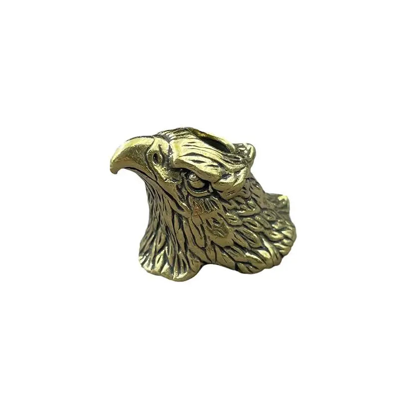 Vintage Brass 3D Eagle Head Paracord Bead EDC Keychain Pendant Brass Paracord Bead PLUSH brass