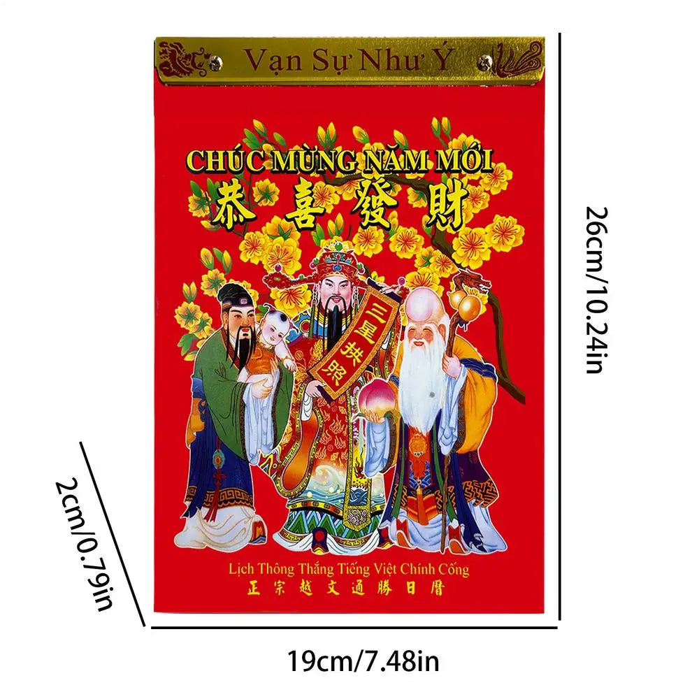 2026 Vietnamese Tear-Off Wall Calendar – Year of the Horse Tear-Off Wall Calendar PLUSH Red