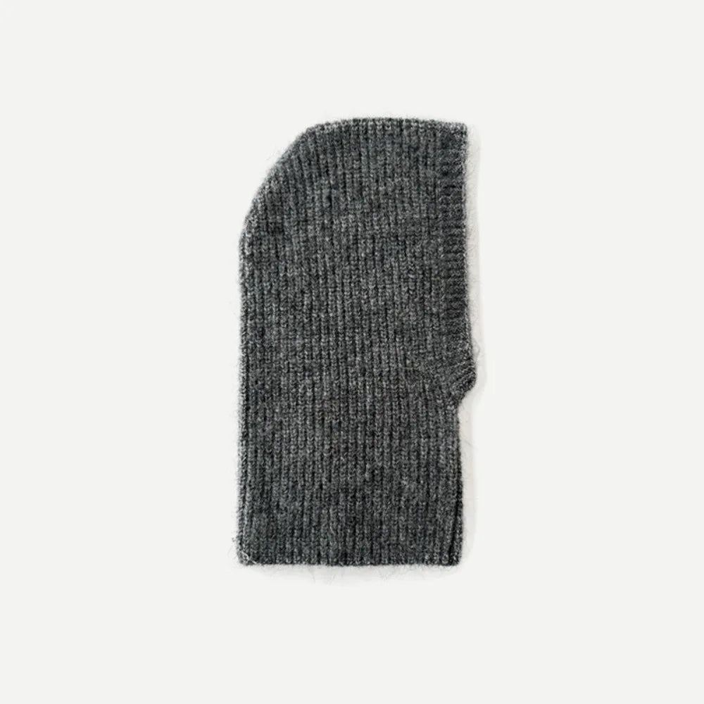Women's Knit Balaclava Earflap Hat – Warm Alpaca Wool Blend Balaclava Earflap Hat PLUSH Dark Grey