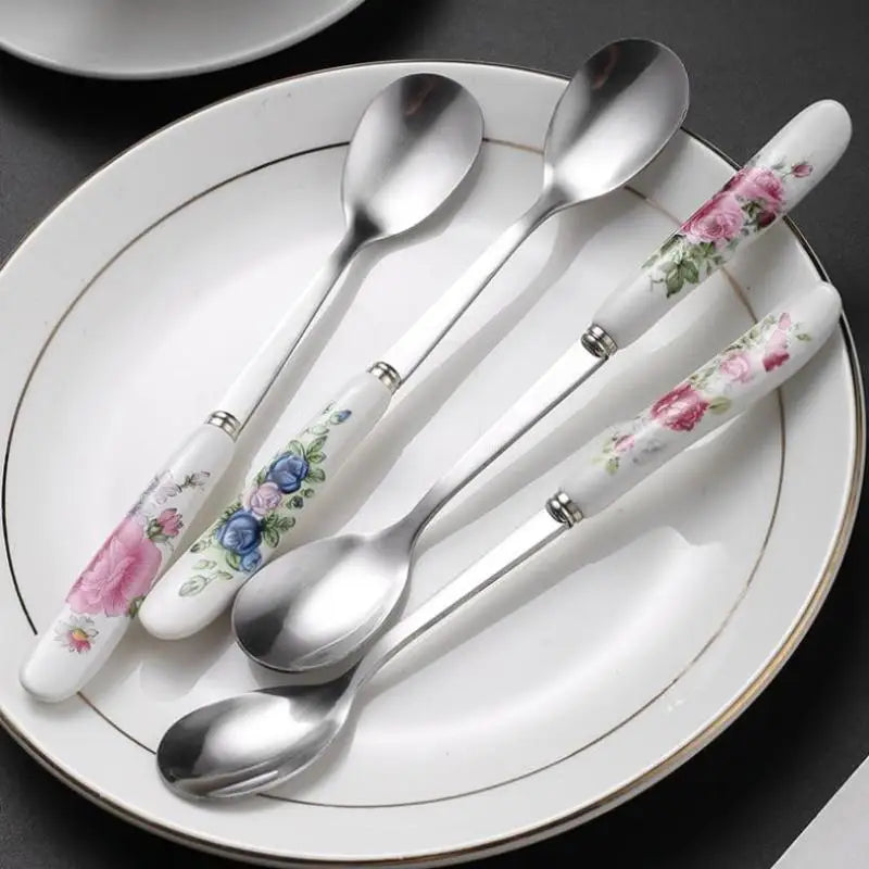 Stainless Steel Coffee Spoon with Ceramic Handle – 1pc Coffee Spoon PLUSH