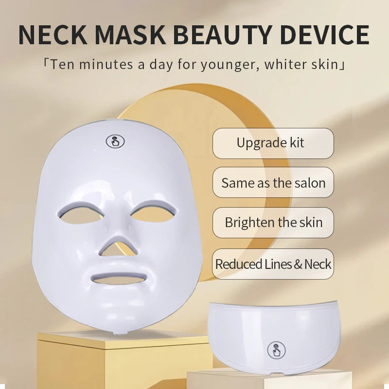 7-Color LED Light Therapy Face & Neck Mask | Skin Rejuvenation LED Skin Care Mask PLUSH