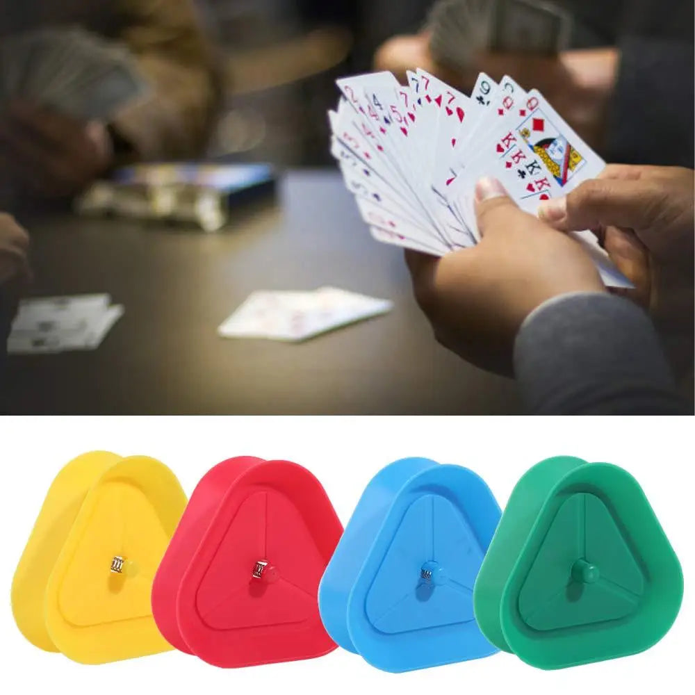 4-Pack Triangle Playing Card Holders – Hands-Free Poker Stands Card Game Accessory PLUSH