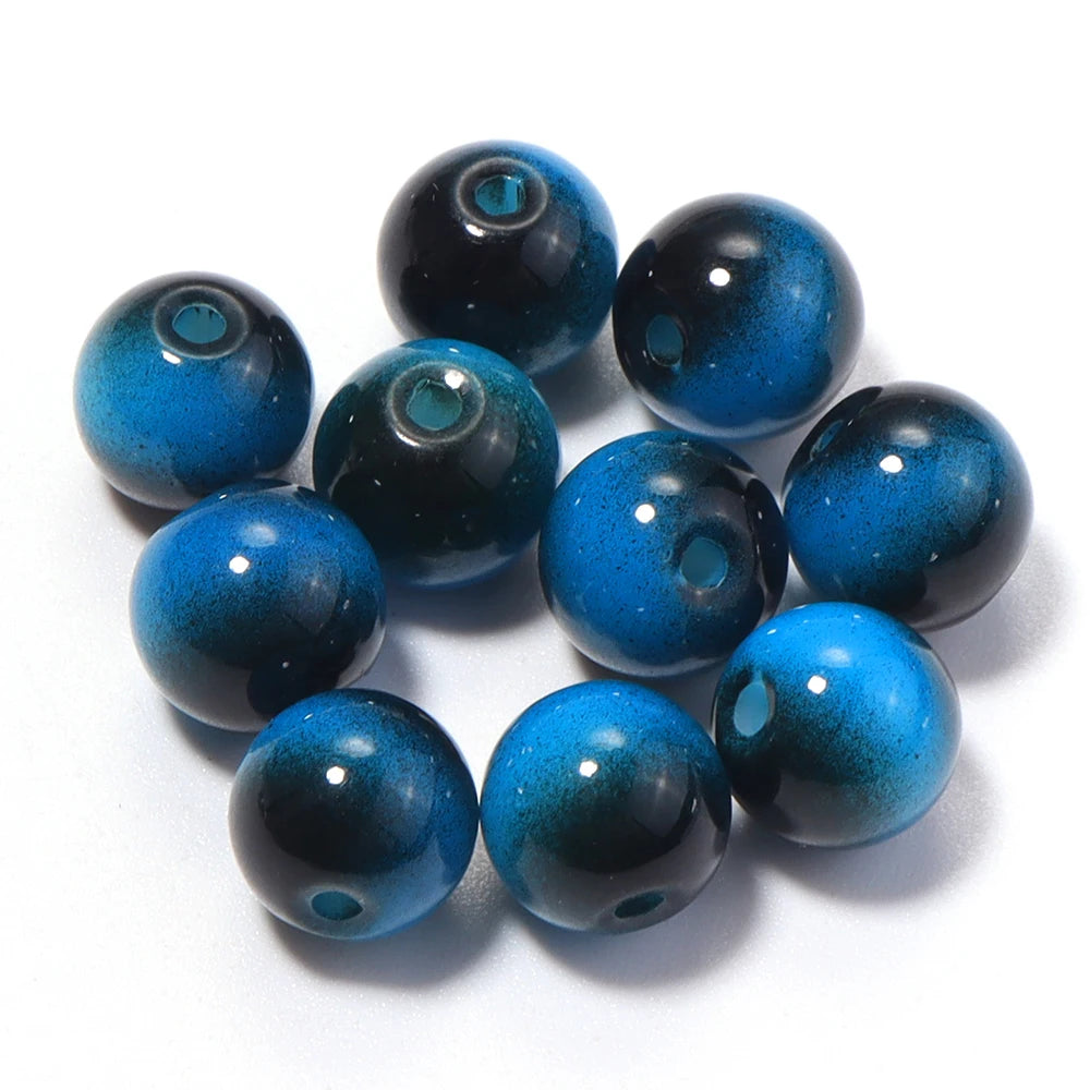60pcs 8mm Tiger Eye Glass Round Spacer Beads – DIY Jewelry Glass Spacer Beads PLUSH lake blue
