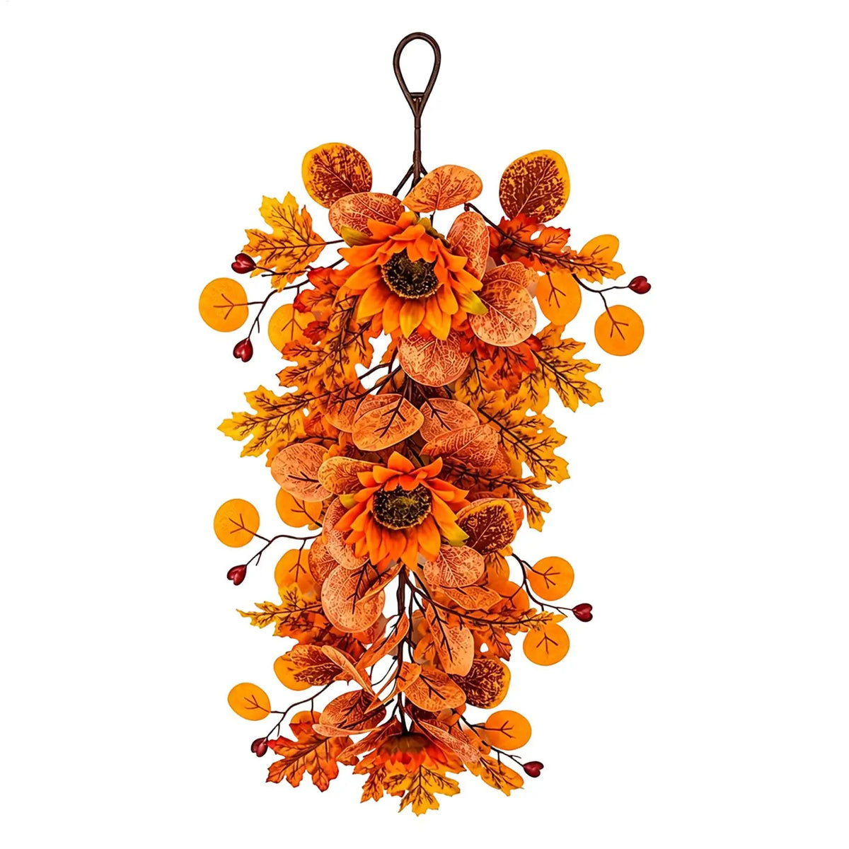 56cm Artificial Sunflower Fall Door Swag Wreath – Harvest Decor Artificial Fall Wreath PLUSH