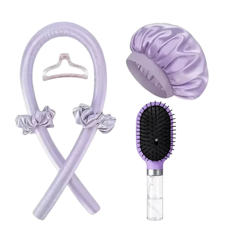 Spray Air Cushion Hair Brush Kit – Curly Hair Detangling Set Hair Brush Kit PLUSH Purple set