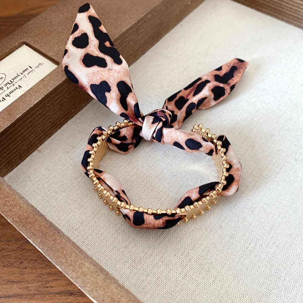 Bohemian Silk Cuff Bracelet – Retro Metal Alloy Scarf Bangle Cuff Bracelet PLUSH Style1