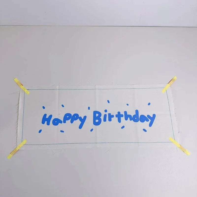 Kids Happy Birthday Flag Banner 55x22cm – Party Photo Prop Party Flag Banner PLUSH Blue 55x22cm Other