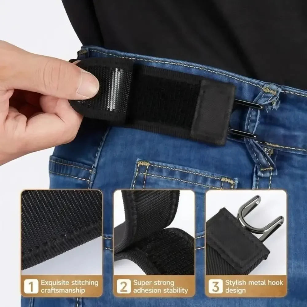 Unisex Buckleless Elastic Belt – Adjustable Metal Hook Waistband Elastic Waist Belt PLUSH