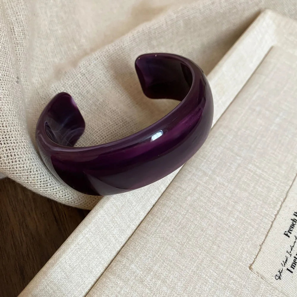Irregular Acrylic C-Shape Cuff Bangle | Wide Open Wrist Jewelry Acrylic Cuff Bangle PLUSH Style 9