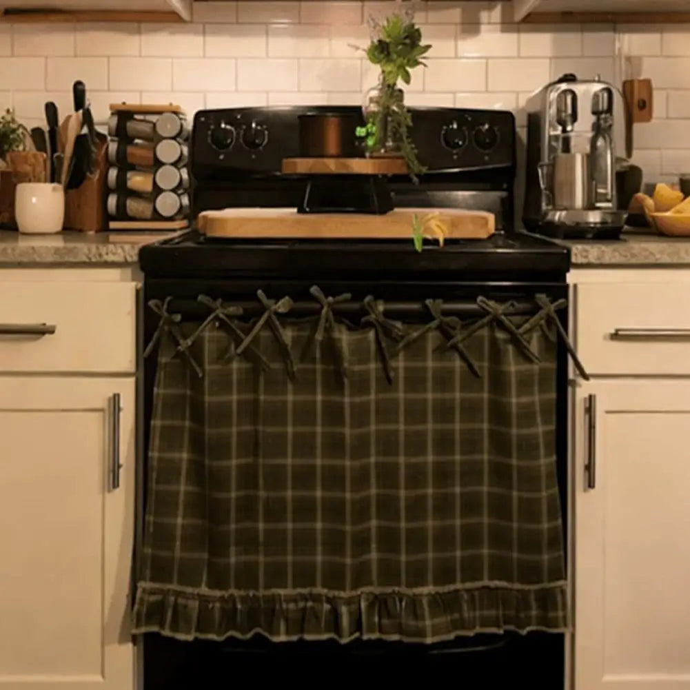 Farmhouse Oven Skirt Ruffle Trim – Kitchen Curtain Cover Kitchen Curtain Cover PLUSH