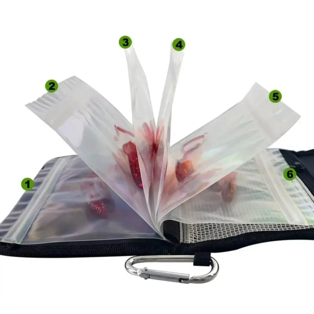 Waterproof Fishing Lure Bag – 6-Pocket Partitioned Bait Wallet Fishing Tackle Bag PLUSH