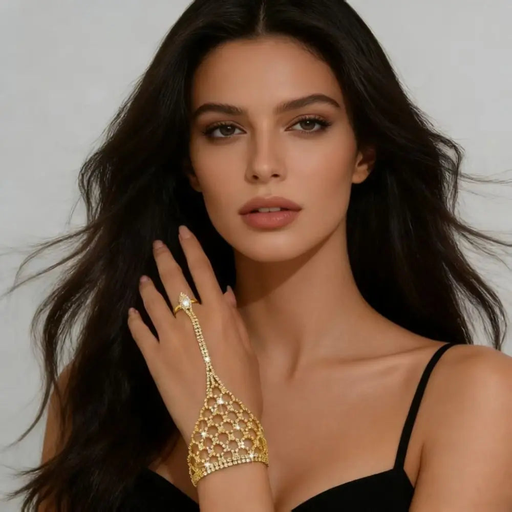 Rhinestone Tassel Multi-Layer Adjustable Finger Bracelet Finger Bracelet PLUSH