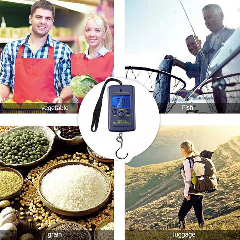 50kg Portable LCD Digital Hanging Scale + Retractable Tape Digital Hanging Scale PLUSH