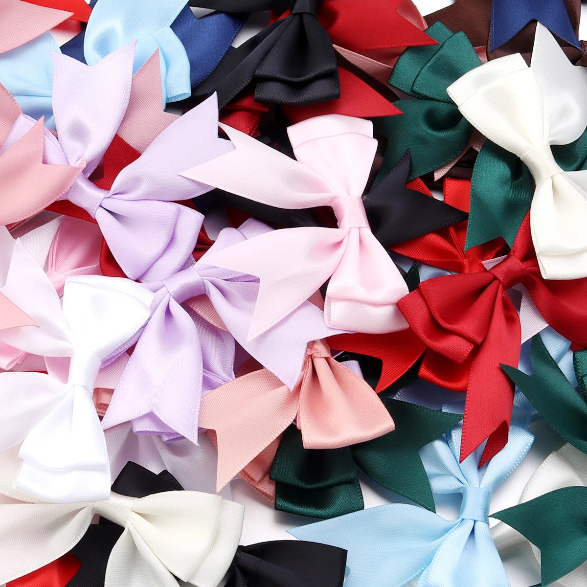 10pcs Satin Ribbon Bows – Colorful Double Layer DIY Bowknot Ribbon Bow Embellishment PLUSH Mixed 6cmx7cm