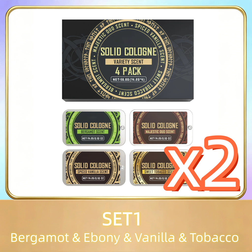 Men's Solid Cologne Balm Set – 8 Scents Pocket Perfume Solid Cologne Balm PLUSH SET 1 x2