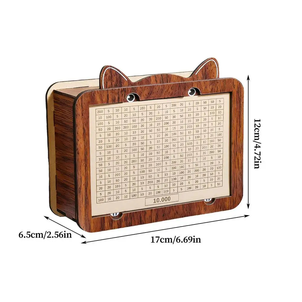 Retro Wooden Piggy Bank Savings Challenge Box with Counter Wooden Savings Box PLUSH 1PC